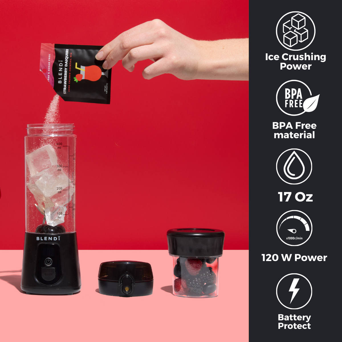 BLENDi - Wholesale Blender - BLENDi Pro+ 17oz Black Portable Blender Smoothie Maker3