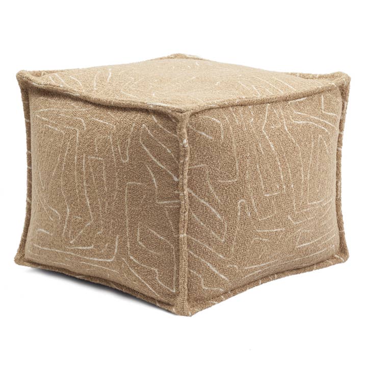 Beanbag Ottoman Pouf Minimal Patterned Footstool Cover Camel for wholesale by Fineroom Living