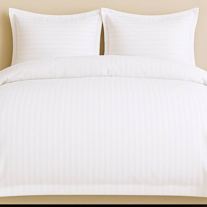Pacific White-on-White Striped Easy-Change® Duvet Cover for wholesale by Beddley
