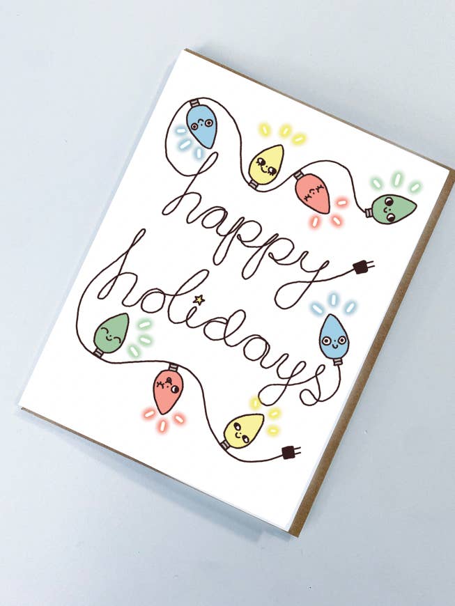 Tarjeta de luces de cadena Felices Fiestas para venta al por mayor de Abby Cali Art