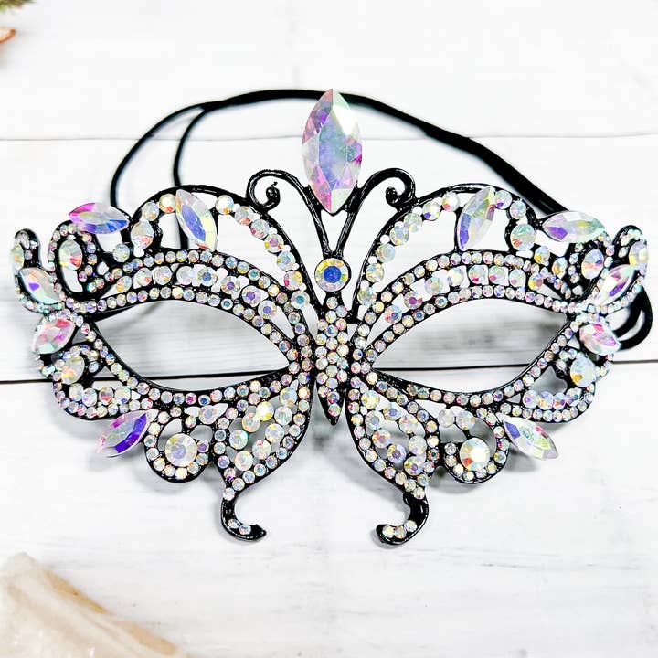 Happy Dream Gifts - Wholesale Costume - Unisex - Diamond Crystal Masquerade Mask, Black Party Mask, Prom Mask