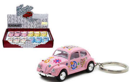 Gypsy Rose - Wholesale Keychain - Unisex - 1960's Volkswagen Classical Beetle with Peace Decal Keychain1