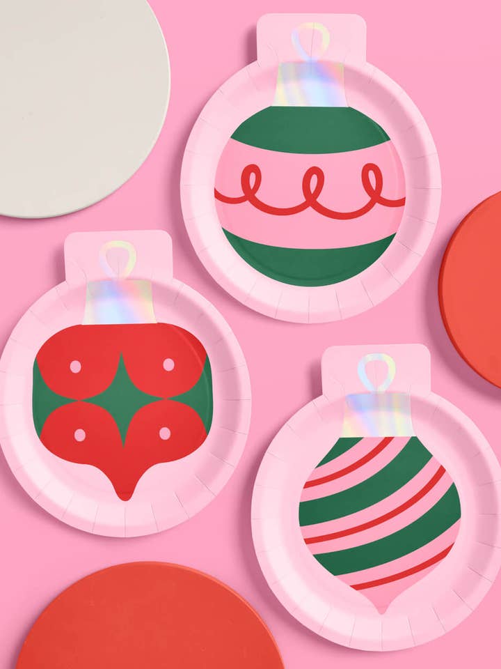 Christmas Ornament Plates - 24 paper plates for wholesale by xo, Fetti