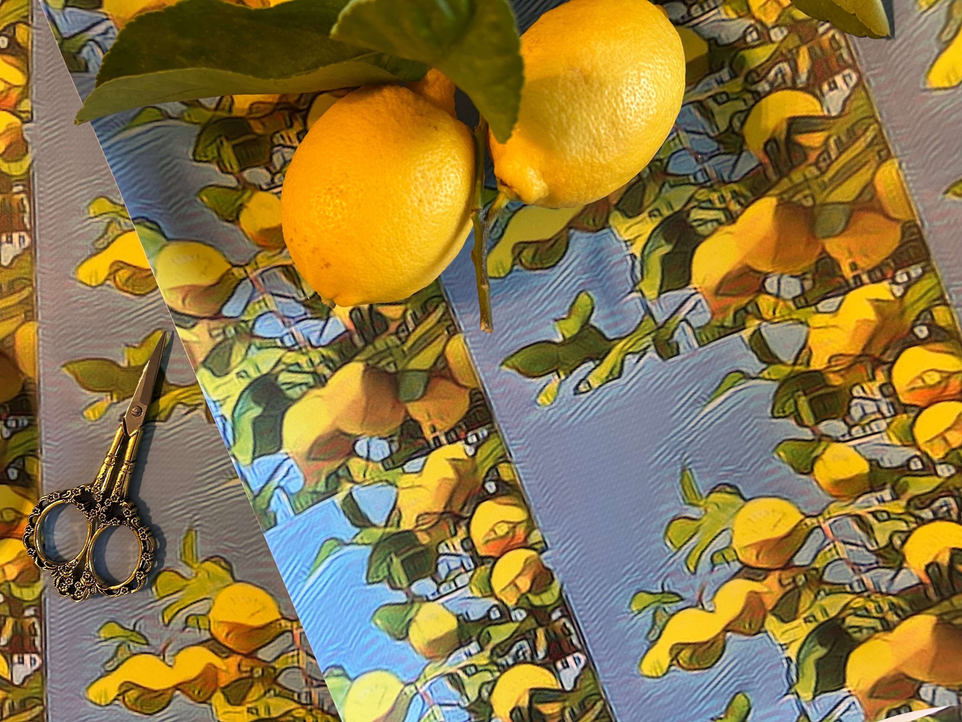 The Life Cycle Design – wholesale Flat wrap – Amalfi lemons 6 wrapping sheets, 120gsm, 500mm x 700mm4