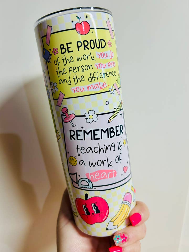 Bicchiere Sottile da 20oz con Affermazioni per Insegnanti per la vendita all'ingrosso da parte di HBT Custom Creations