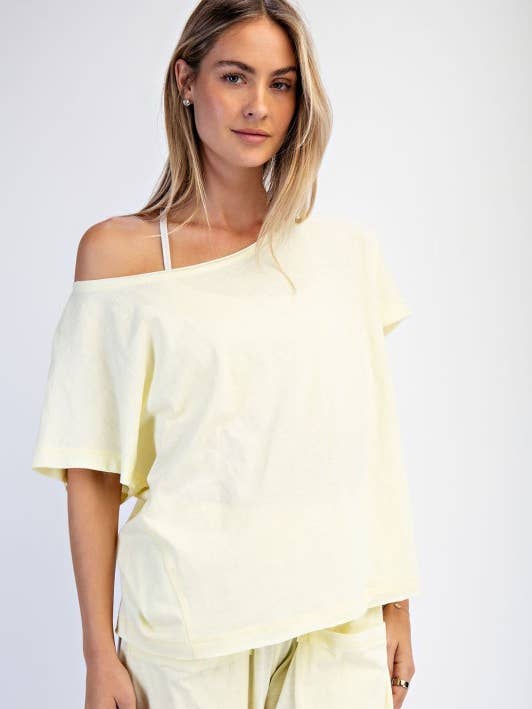 T160137-Kortærmet bomuldsskjorte med bare skuldre for engroshandel hos Sunday Morning