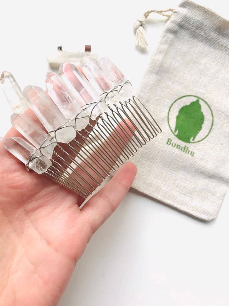 Bondhu Jewelry – wholesale Hårnålar – klar Crystal Quartz sten hårnål kam tillbehör4