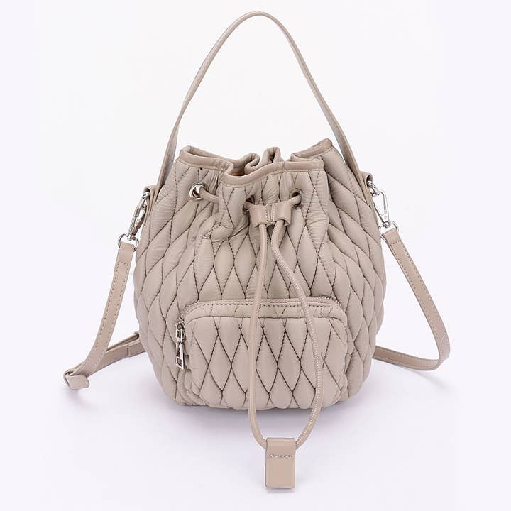 3AM BY H&D ACCESSORIES - Wholesale Clutch Bag - Women's - Quilted Faux Leather Bucket Bag