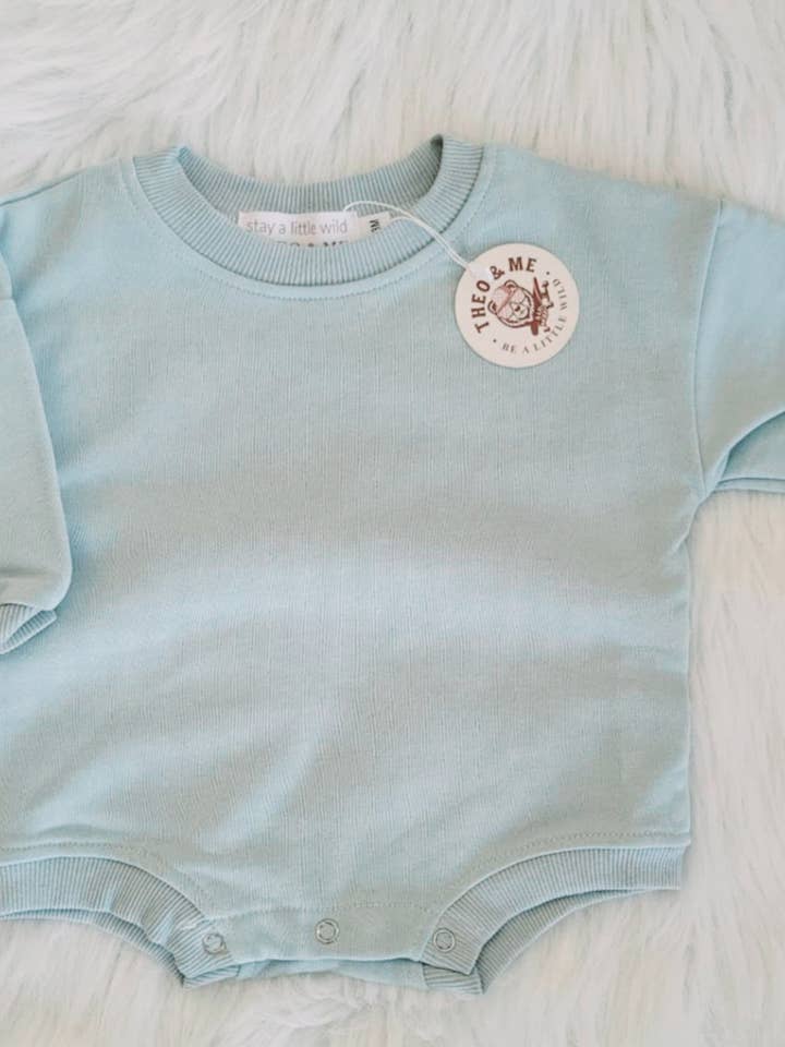 Rufflеѕ & Bоwtіеѕ - Affordable Boys & Girls Clothing - Wholesale Bodysuit (Non-Footed) - Baby - CLEARANCE - Blue Unisex Summer Bubble Romper 1