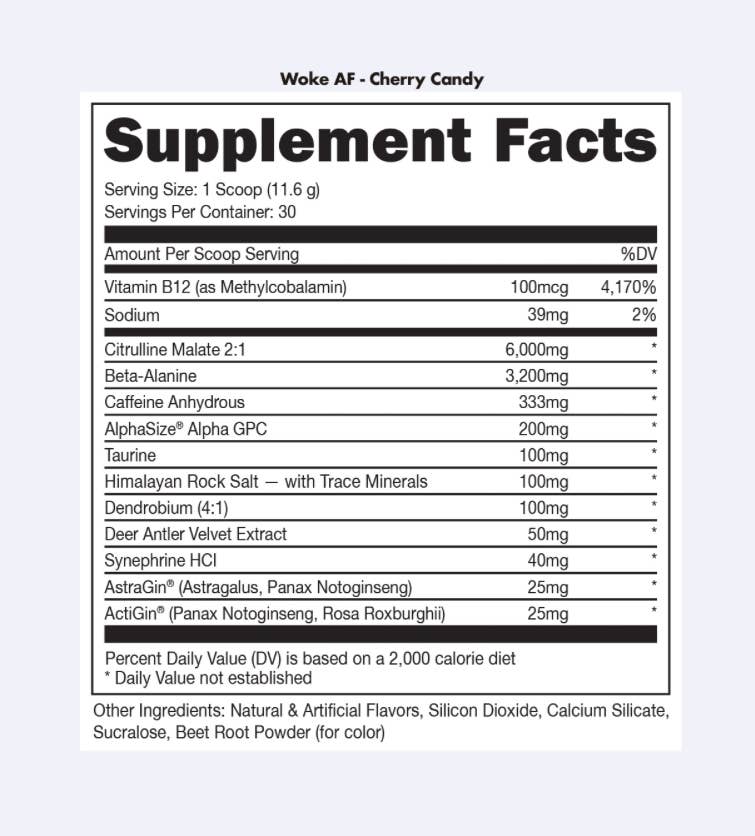 Bucked Up - Wholesale Oral Supplement/Vitamin - Woke AF Pre-Workout [30 Serv]12
