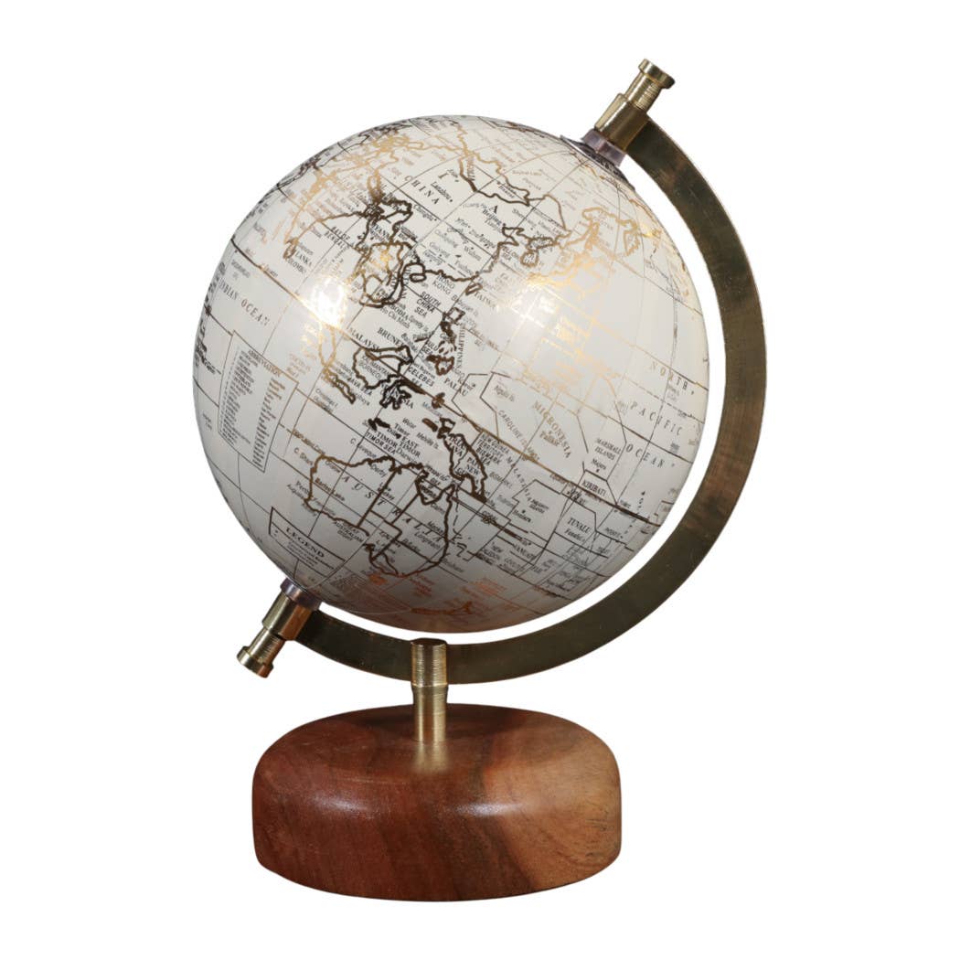 Sagebrook Home - Wholesale Desk Globe - Resin Wood Base Globe Sculpture - Natural, 10 in.9