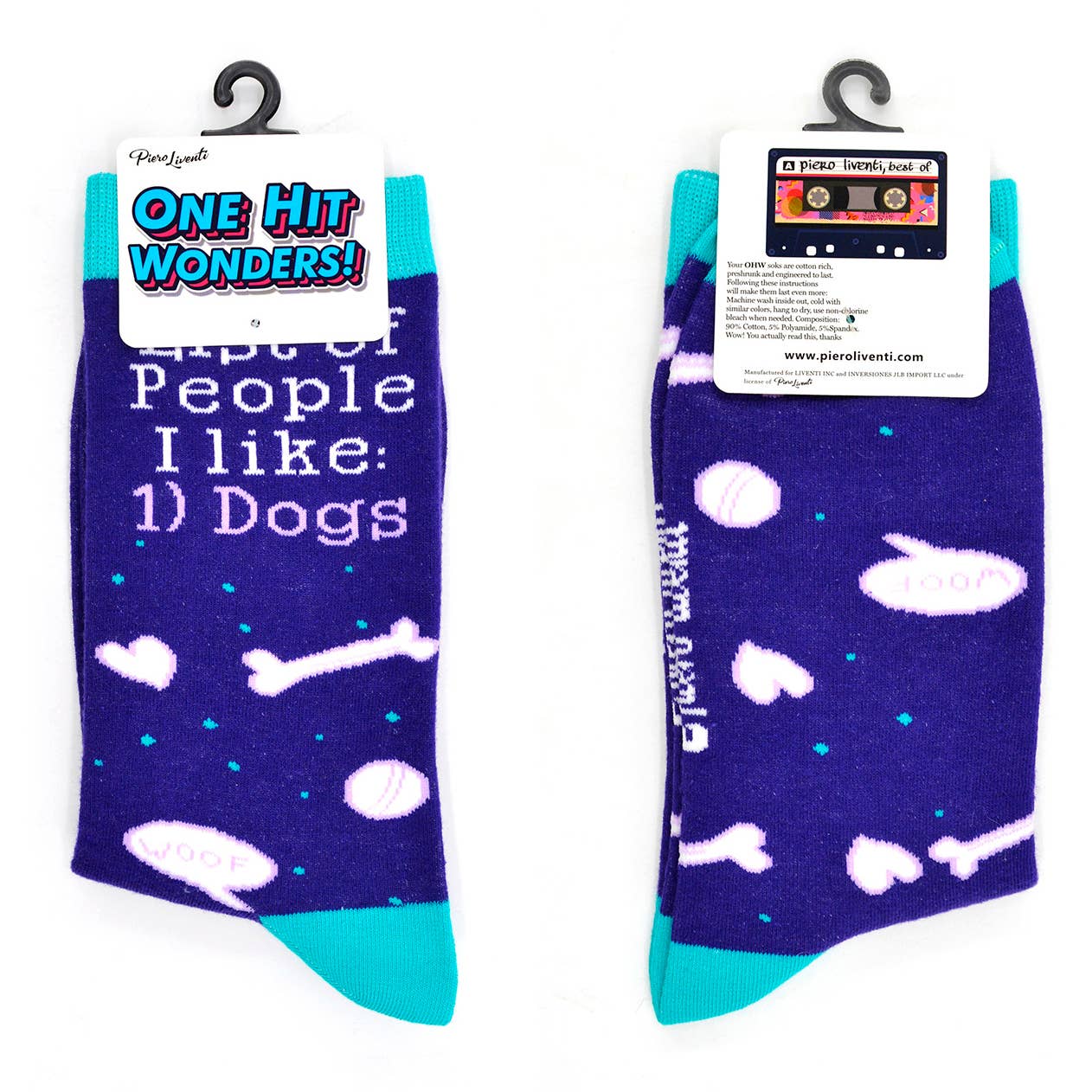 Boogie Toes - Wholesale Socks - Unisex - People I Like Dogs - Adult sock - One Hit Wonders - Size M4