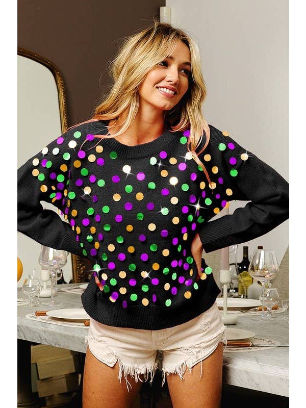 Vanilla Monkey - Vendita all'ingrosso Maglione tricot - Donna - Pullover in maglia con lustrini Mardi Gras Colors3
