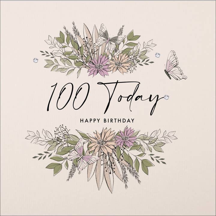 100 I dag Tillykke med fødselsdagen, håndlavet lykønskningskort for engroshandel hos The Handcrafted Card Company