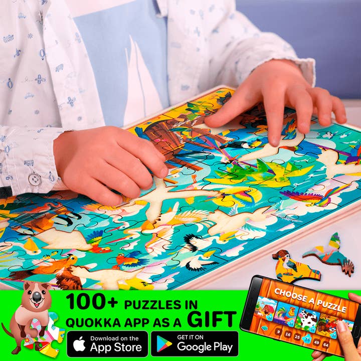 QUOKKA - Wholesale Puzzle - Kids - Wooden Puzzles for Kids 60 pieces | set of 4 Birds & Wild An