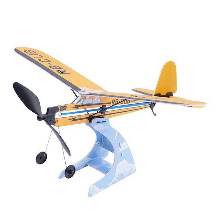 PlaySTEM - Wholesale DIY Craft Kit - Kids - J-3 Cub - Classic Series, Rubber Band Airplane Science