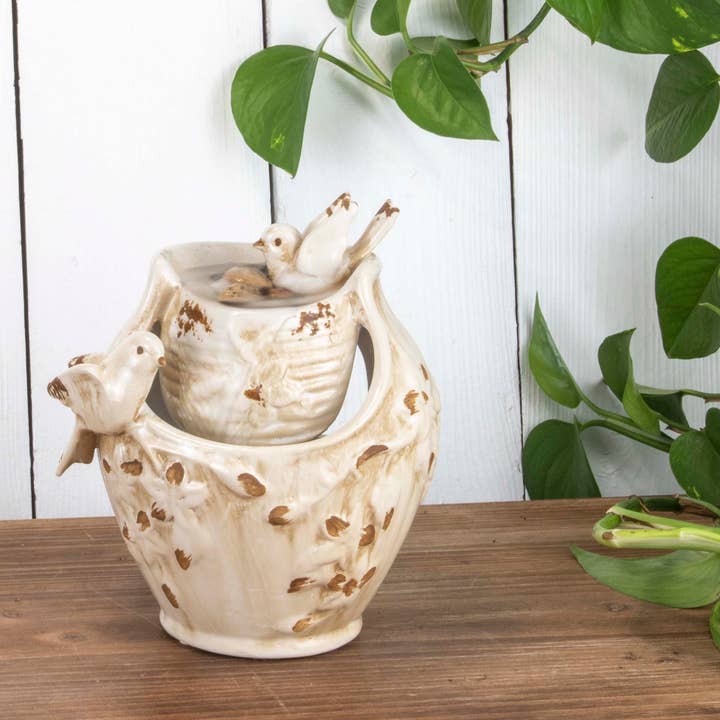 Foreside Home & Garden - Wholesale Ornament - Distressed Bird Bath Garden Water Fountain with Pump