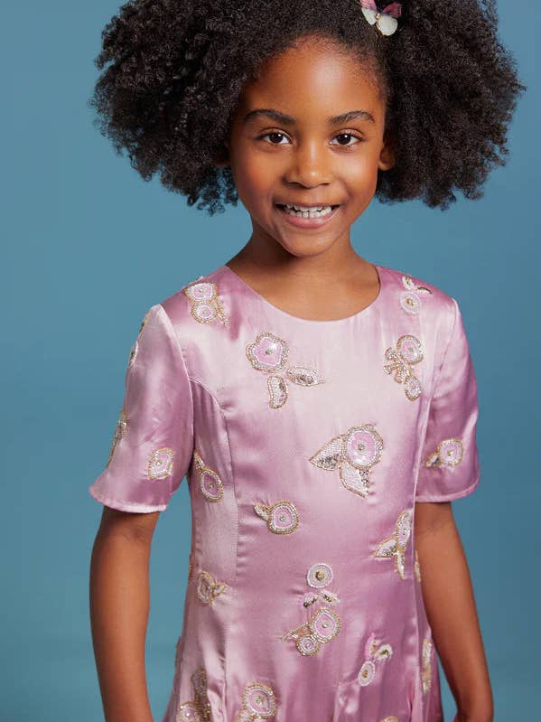 Floral Embroidered Satin Dress for wholesale by Sasha+Z