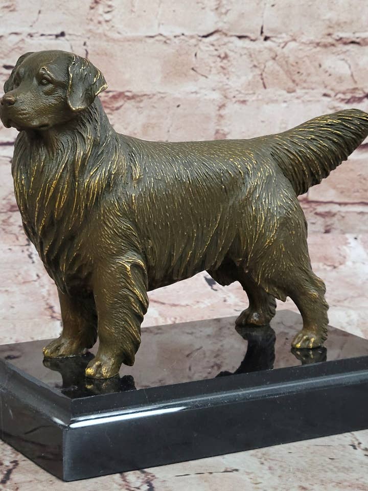 Estatua de Perro Golden Retriever de Bronce Escultura Realista de Mascota Decorativa para venta al por mayor de Bronzhaus