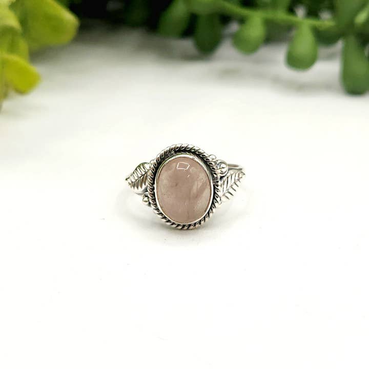 Meraki Gemstones – wholesale Cocktail/statement ring – Rose Quartz Semi-Precious Gemstone Sterling Silver(925) Ring3