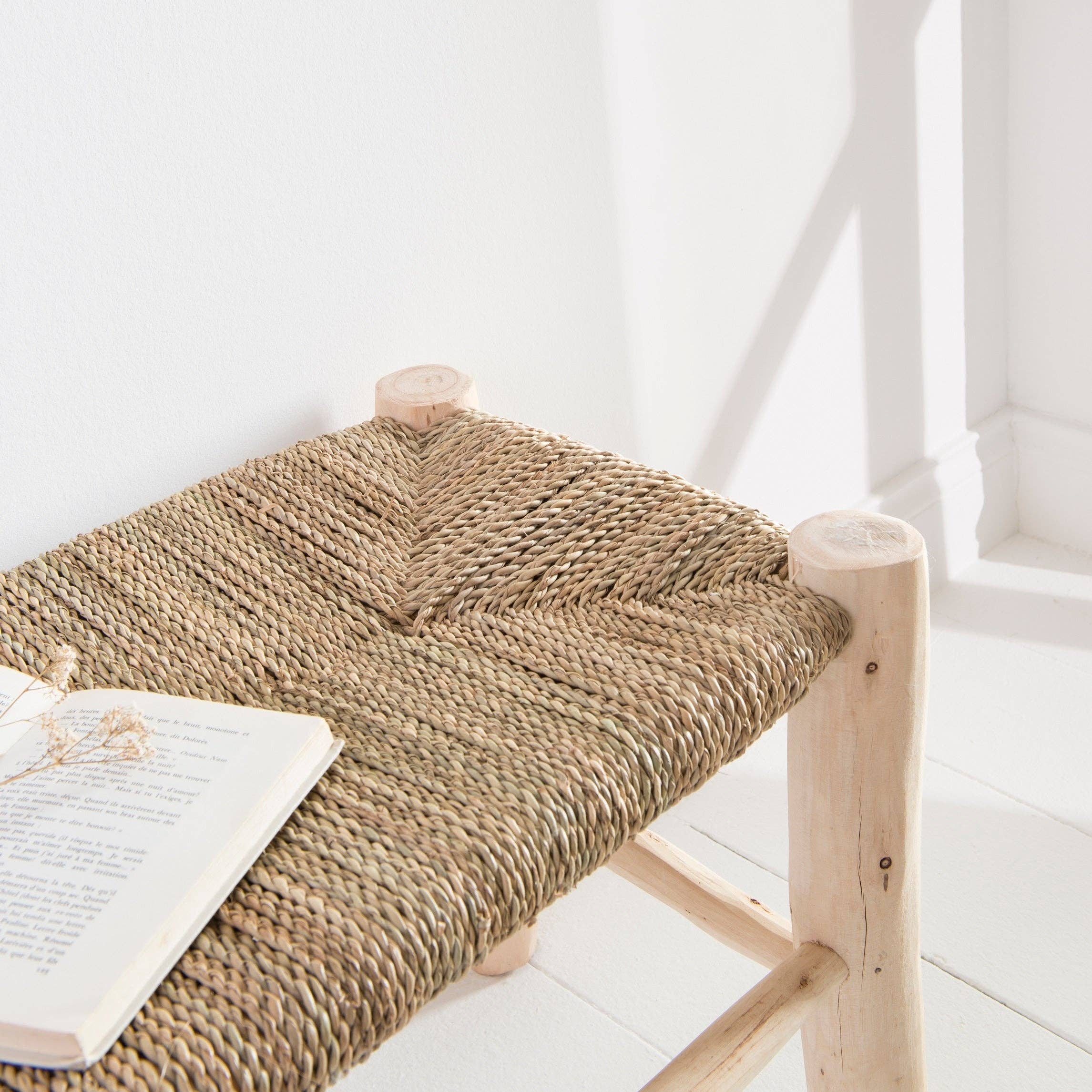 Bohome Living - Venta al por mayor Bancos - Banco de madera natural con asiento de cuerda de 80 cm6