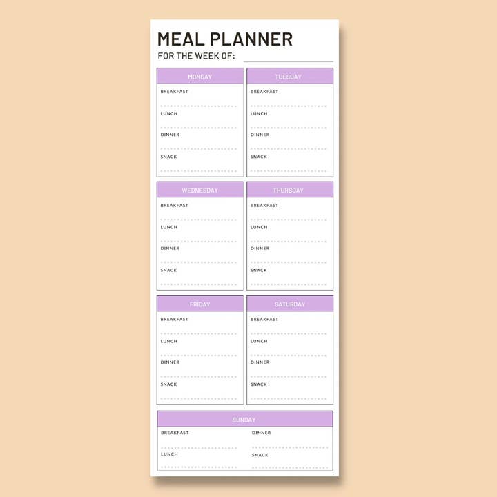 Purple Meal Planner Anteckningar - Modern livsmedelslista för wholesale av Paper Giggles