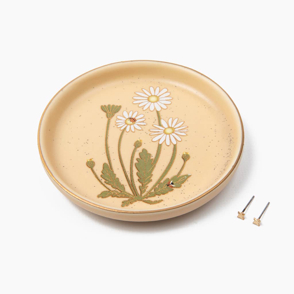 Scout Curated Wears - Wholesale Jewelry Dish - Jewelry Dish & Stud Earring Set - Daisy/Vanilla1