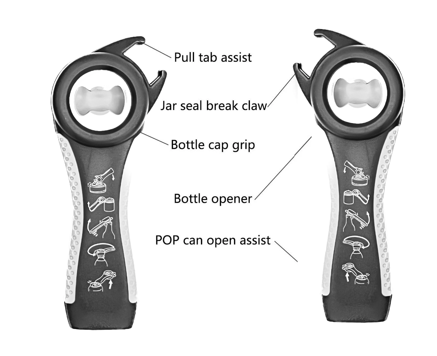 Dura Living LLC - Wholesale Kitchen Tool/Gadget - UNIVERSAL BOTTLE AND JAR OPENER SET- GREY3