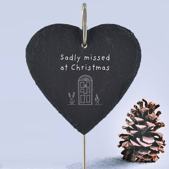 P7260 - Door Sadly Missed Memorial Slate Grave Plaque for wholesale by Vivid Squid Wholesale