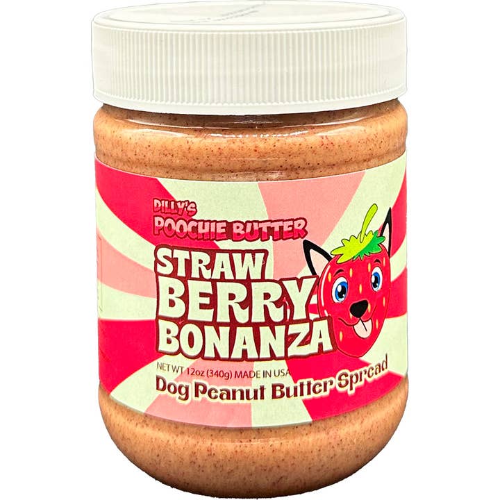 Strawberry Peanut Butter Jar 12oz for wholesale by Poochie Butter