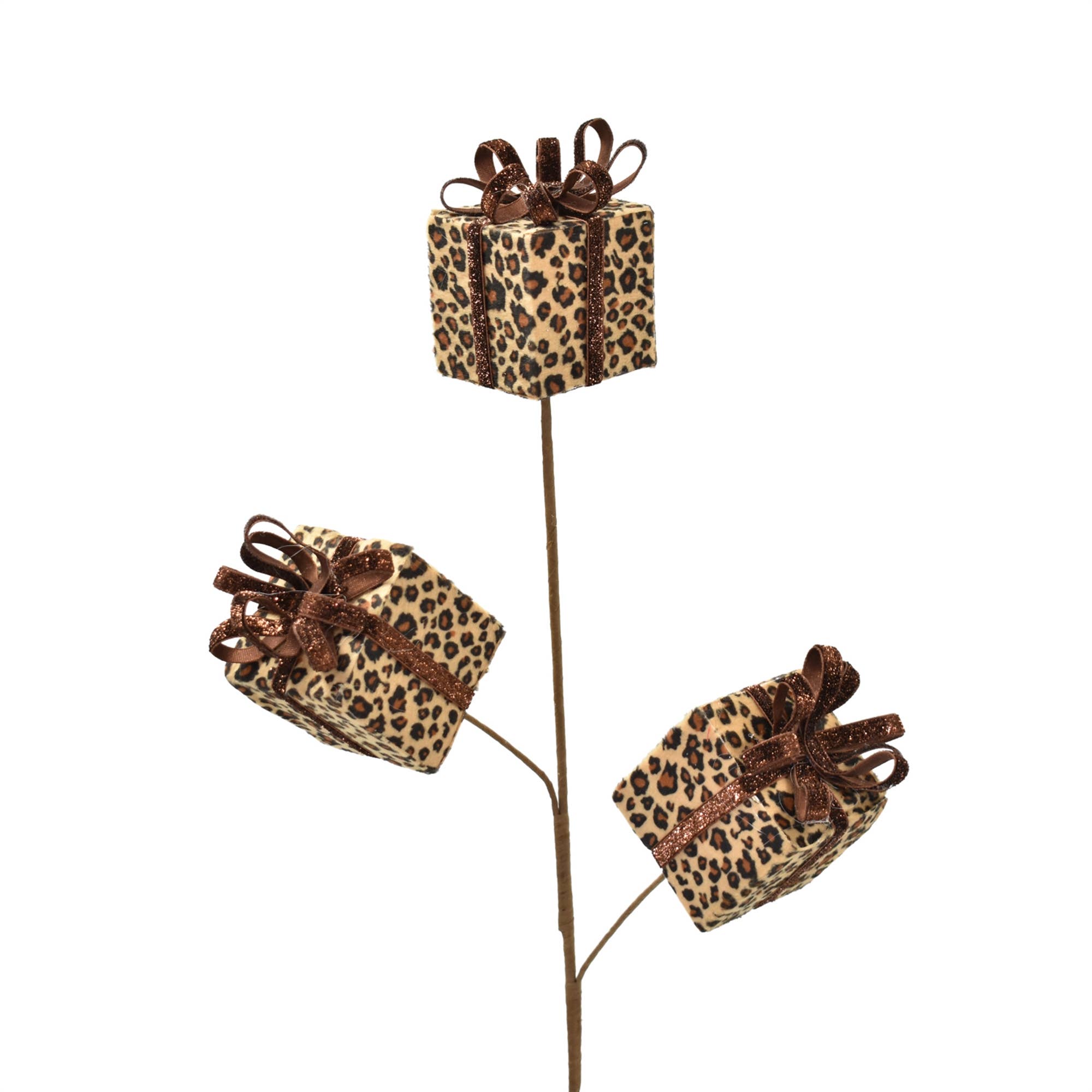 David Christopher's Collection - Wholesale Christmas Decoration - Leopard Print Package (3X3X3) Spray - Brown 28"0