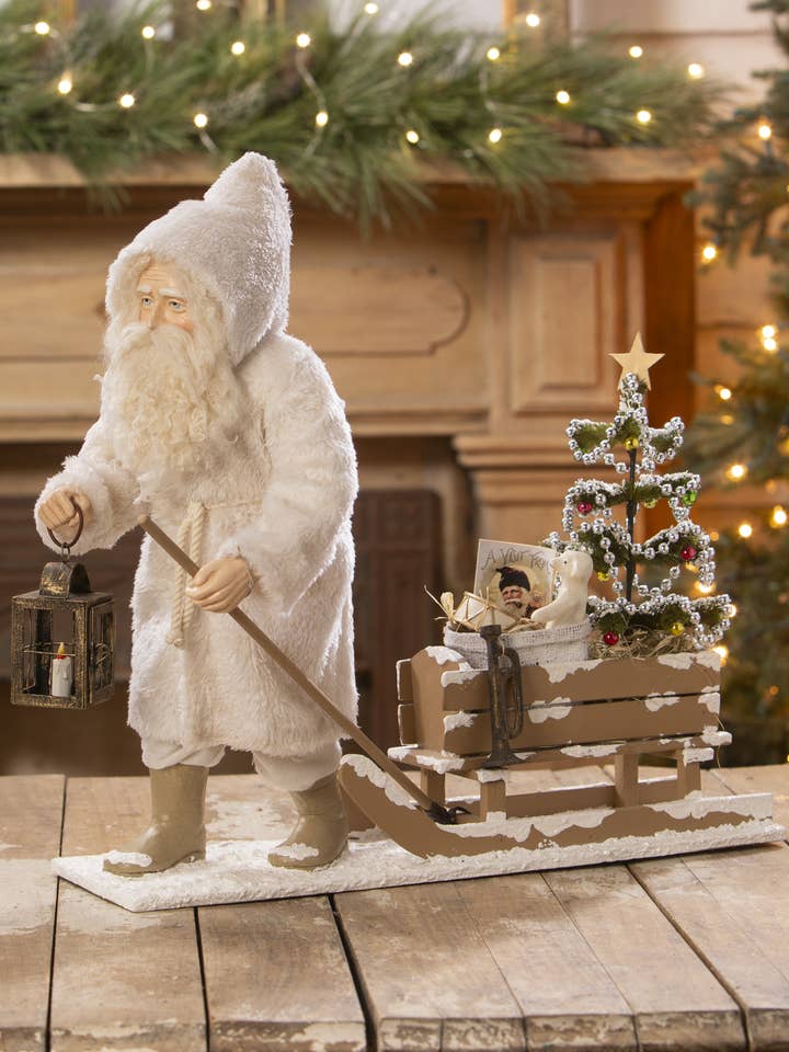 Vintage Santa Pulling Sled for wholesale by Bethany Lowe Designs