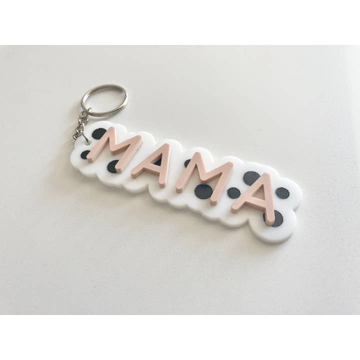 Polka Dot Mama nøglering for engroshandel hos Cope and Co Custom Signs