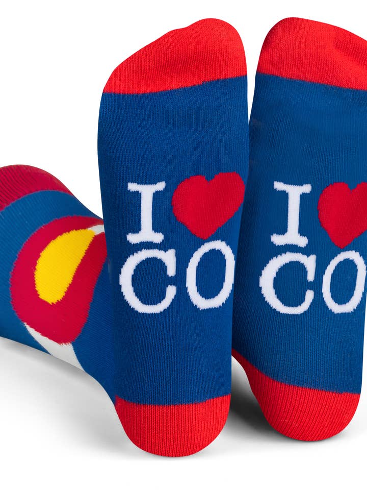 I Heart CO Colorado Socks (Blue) for wholesale by Lavley