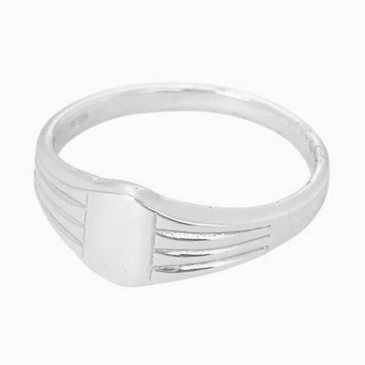 Signet ring stripe silver for wholesale by My Treasure Hunts