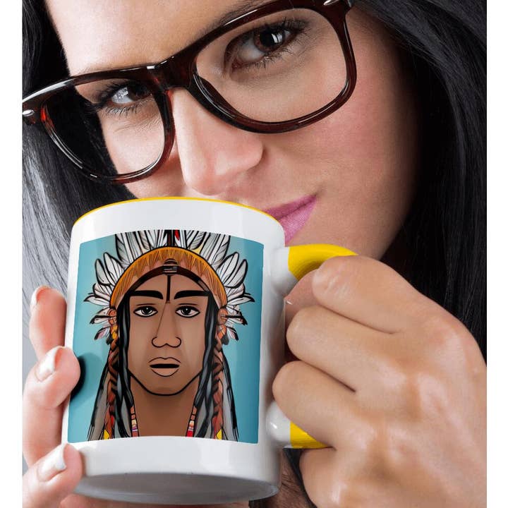 3dRose - Wholesale Coffee Mug - 3dRose, God Of Beauty. Young Native American man in a traditional head-wear, Mug1