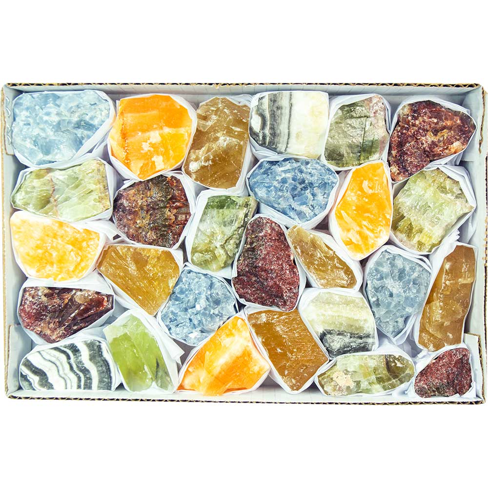 Kheops International - Vente Pierre et cristal de spiritualité - Pierre brute par le lot - Calcite mixte (2,4-2,6 lbs)0