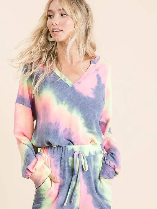 Conjunto de Top y Pantalones Cortos de Terry Francés Tie Dye BiBi para venta al por mayor de Queenado