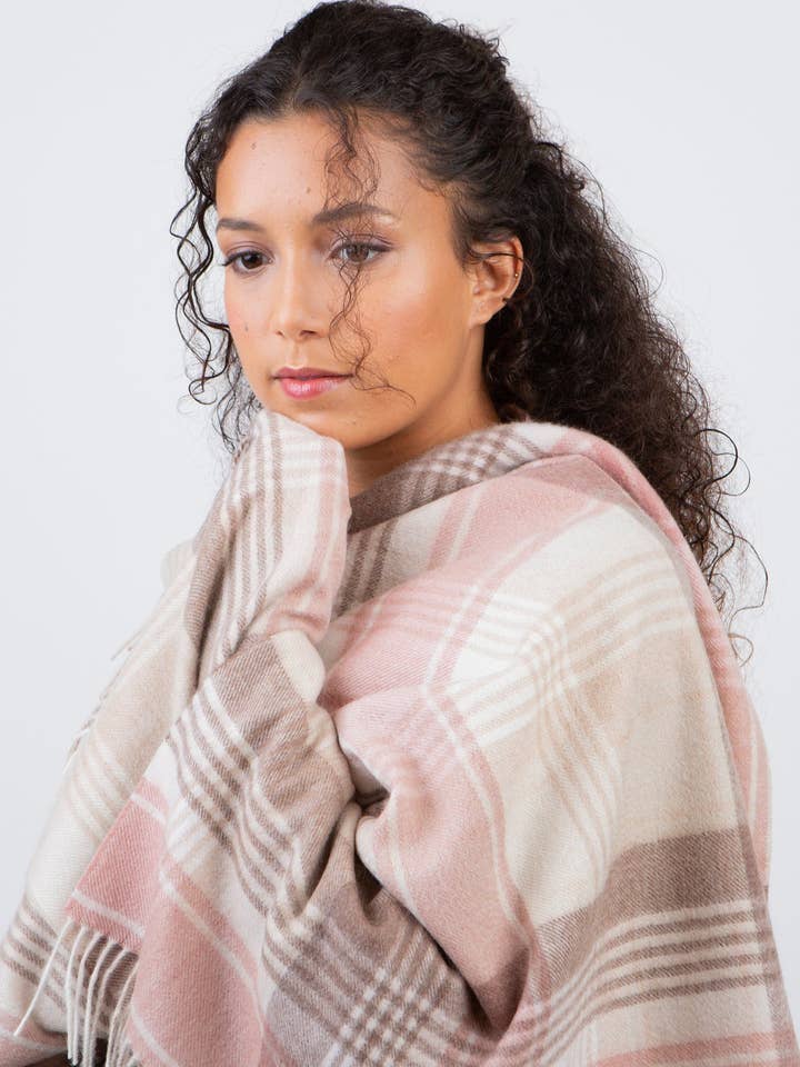 Repeat Edge Lambswool Stole - Natural for wholesale by Kiltane