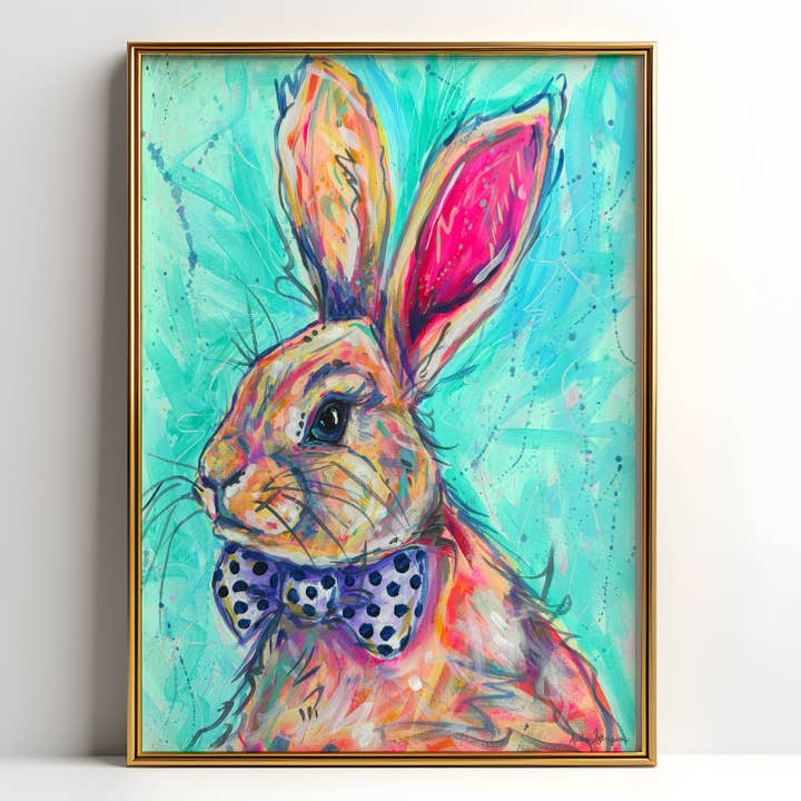 Arte de Pared de Primavera y Pascua, Impresión para Guardería, Decoración de Conejito de Dopamina, Habitación Infantil Colorida, Impresión Floral, Póster Feliz para venta al por mayor de Audra Style