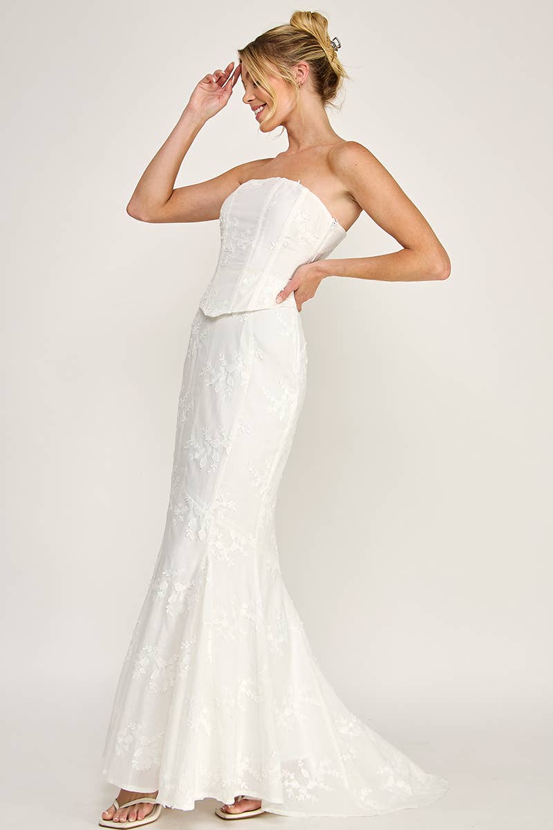 The vintage shop - Wholesale Dress - Women's - VID53520 - EYELET STRAPLESS CORSET LACE- UP MAXI DRESS14