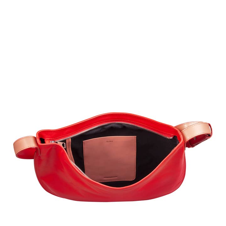 dudu - Wholesale Shoulder Bag - Women's - Dudu Women'S Leather Hobo Bag Zipped Red Flame2