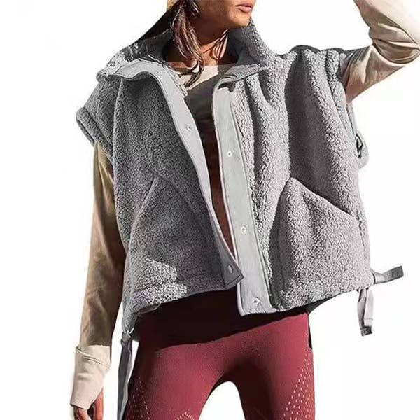 Hope & Sunshine - Wholesale Outerwear Vest - Women's - Fleece Button Vest Jacket6