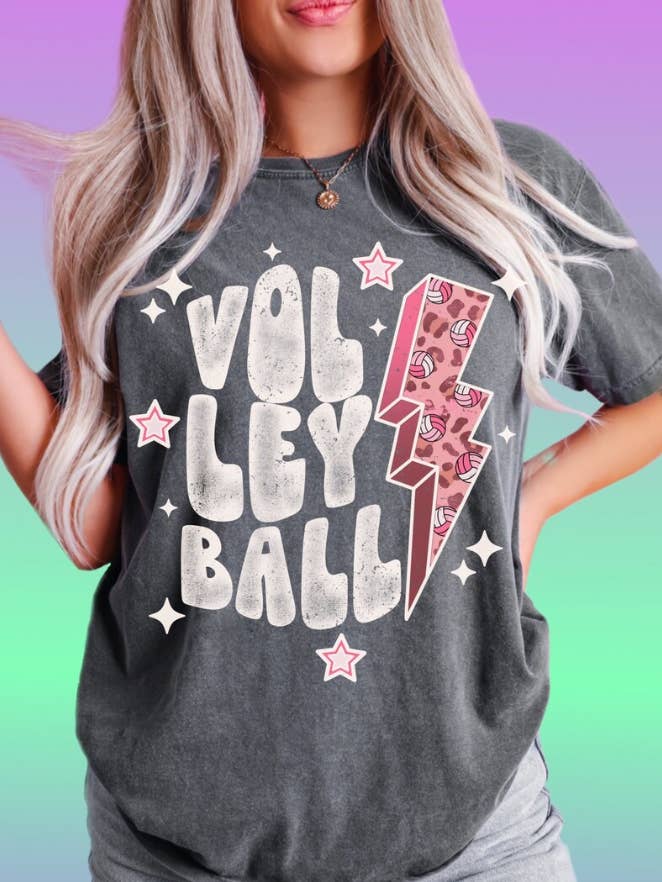 Chic Designs - Wholesale Screen Printed T-Shirt - Women's - Volleyball retro comfort colors women graphic shirt