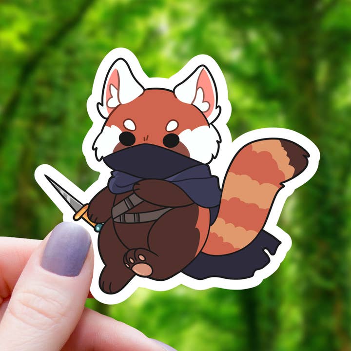 Red Panda Rogue TTRPG Sticker - 3" for wholesale by Mimic Gaming Co