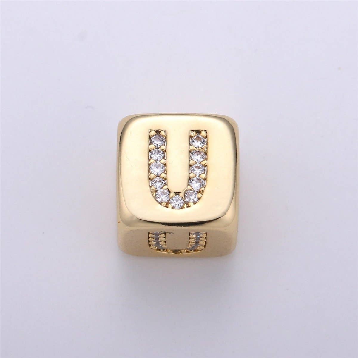 Aim Eternal - Wholesale Individual Charm/Pendant - 9x9mm Gold Initial Letter Beads, Alphabet Beads, Initial Beads, Alphabet Blocks Micro Pave Initial Block Charm for Bracelet Necklace Supply20