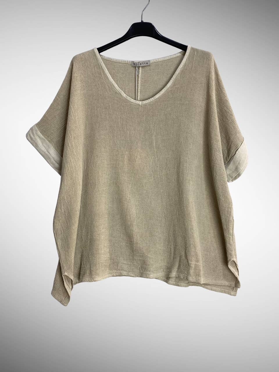 la maison des fibres naturelles – Engroshandel T-shirt – til kvinder – T-shirt i hør- og bomuldsblanding, 10 % hør, 90 % bomuld, model 676327