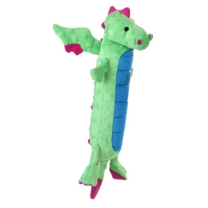Pet Palette Distribution - Wholesale Pet Plush Toy - Dog - goDog Skinny Dragons w/Chew Guard Plush Dog Toy Green Large