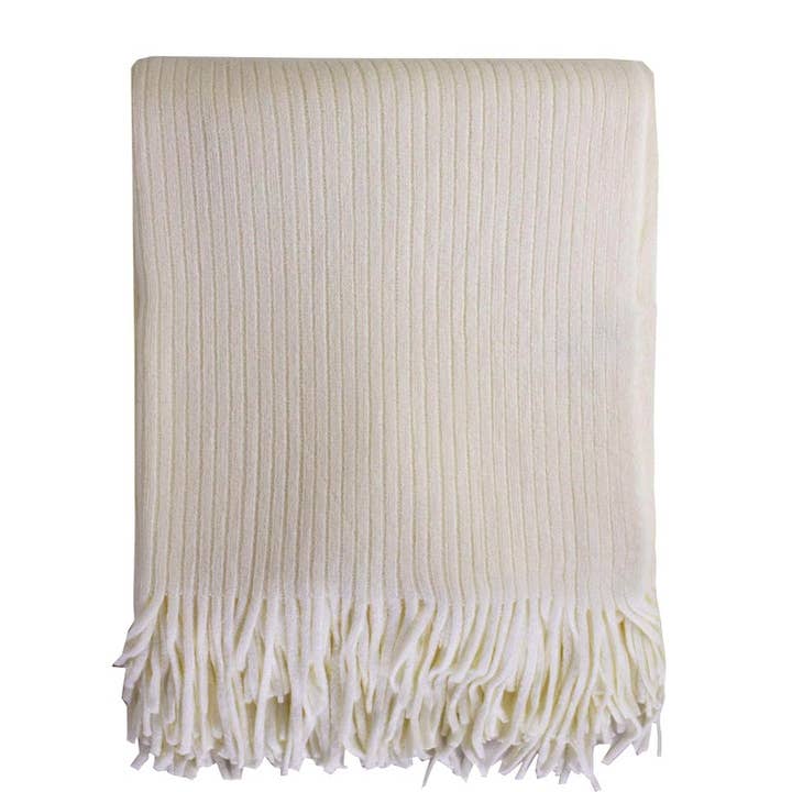 Fennco Styles - Wholesale Throw Blanket - Faux Cashmere Soft 50"x60" Throw Blanket - Ivory