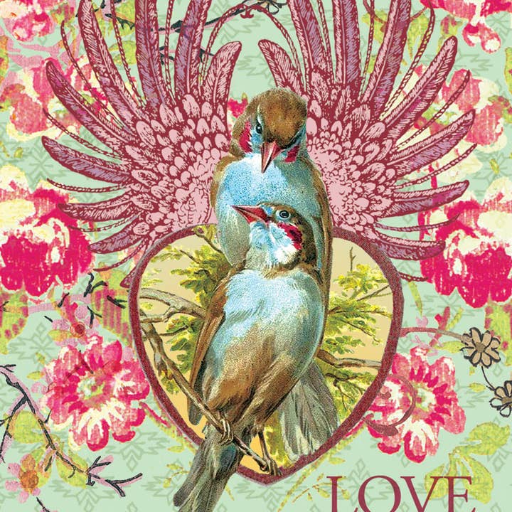 Love You Birds Valentine Greeting Card for wholesale by Potluck Press